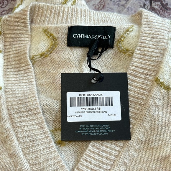 NWT Cynthia Rowley Intarsia Button Cardigan - Picture 8 of 12
